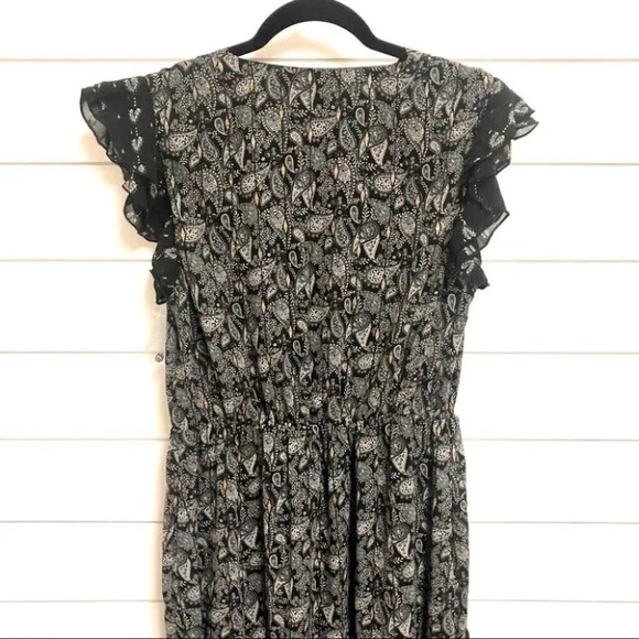 Senlis Paisley Moroccan Elaine Ruffle V-Neck Flutter Sleeve Dress Size Md NEW - Picture 12 of 13